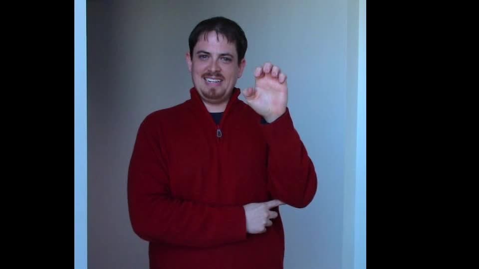 Signer demonstrating an ASL manual-alphabet letter