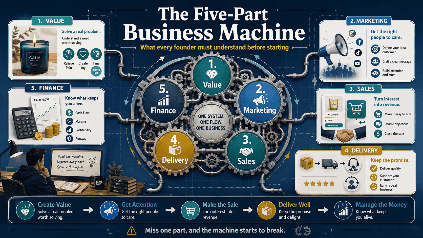 The Five-Part Business Machine: What Every Founder Must Understand Before Starting